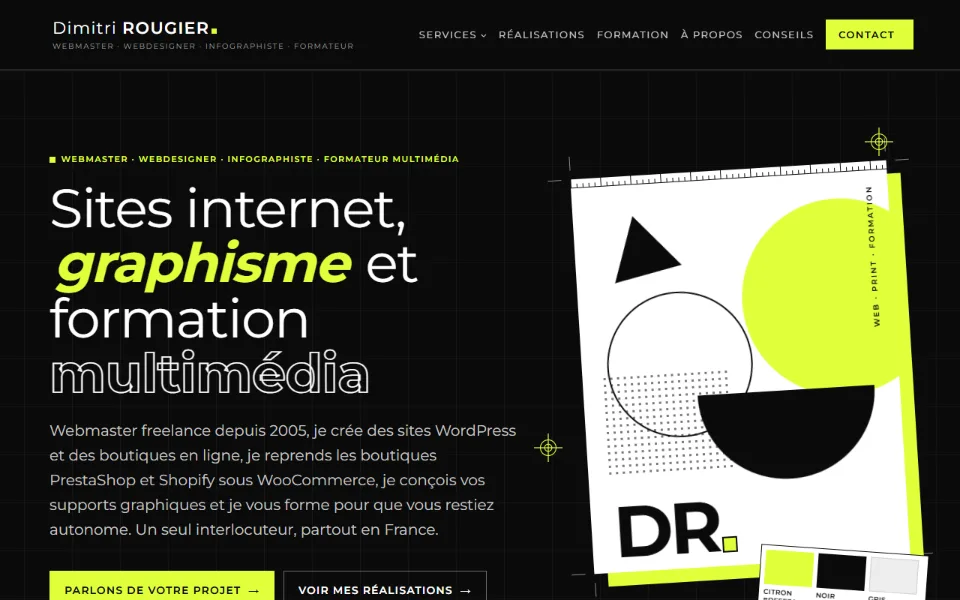 Capture d'écran du site Dimitri Rougier