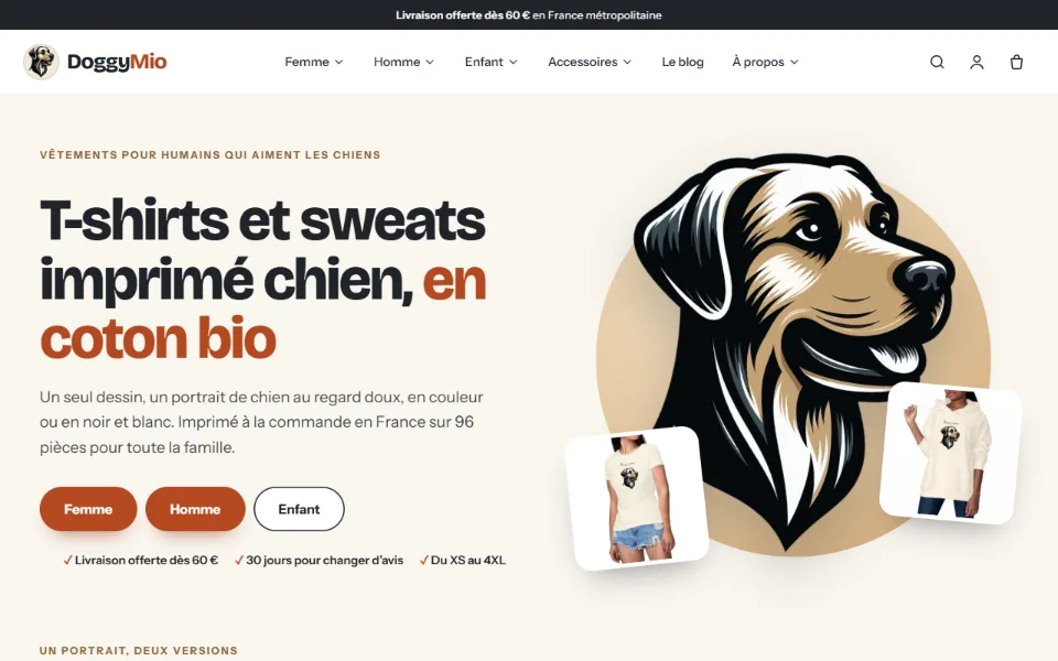 Capture d'écran du site DoggyMio