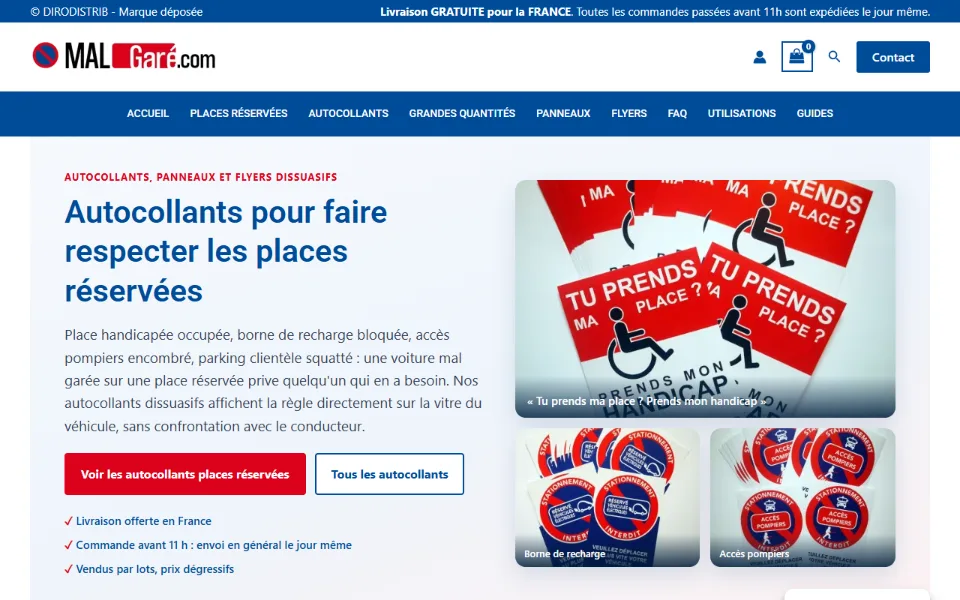 Capture d'écran du site Mal Garé